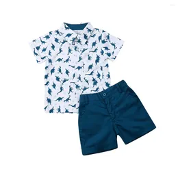 Clothing Sets RWYBEYW Toddler Baby Boy Shorts Hawaiian Outfit Leaves Tree Short Sleeve Button Down Shirt Top And Summer Clothes