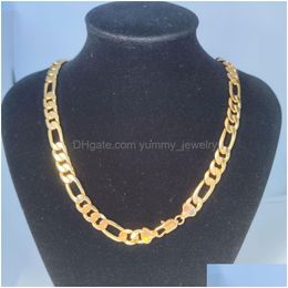 Chains 10Mm Italian Figaro Link Chain Mens Necklace 21Inch 55Cm 14K Yellow Gold Stamped Brass Fine Drop Delivery Jewellery Necklaces Pen Dh1Tu