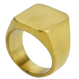 Rings Jewellery Mens Golden Colour Matte Simple Signet Finger cuff Ring 14k Yellow Gold fashion Party Square band ring for women