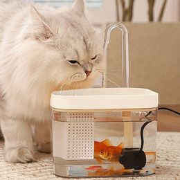 Transparent Cat Water Fountain 1.5L Kitty Water Dispenser Pet Automatic USB Electric Mute Recirculate Filtering Drinker For Cats