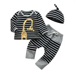 Clothing Sets 3PCS Born Infant Baby Boy Casual Striped Clothes Set Cotton Long Sleeve Top And Pants Hat Spring Autumn Toddler Outfit