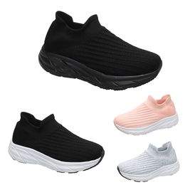 Free Shipping Men Women Running Shoes Wear-Resistant Anti-Slip Solid Soft Flat Slip-On Breathable Black White Pink Grey Mens Trainers Sport Sneakers GAI