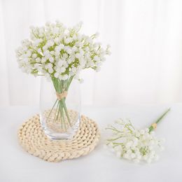 20cm White Babies Breath Artificial Flowers Plastic Gypsophila DIY Floral Bouquets Wedding Party Home Arrangement Decorations 7