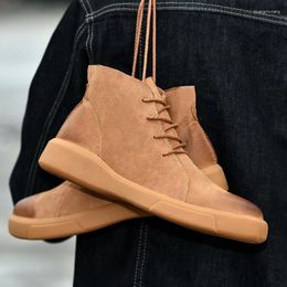 Casual Shoes High Quality Hand-sewn Top Warm Ankle Boots 2024 Autumn Men Fashion Outdoor Non-slip Large Size Mans