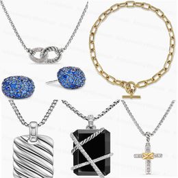 con box dy brand designer collane a sospensione per donne uomini d'oro d'argento vintage a forma di forma di diamante orecchini bracciali lunghezza lunghezza di gioielli da 45 cm