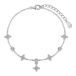 S925 sterling silver bracelet with micro inlay of zircon light luxury lucky stars and moon personalized design style bracelet 240530