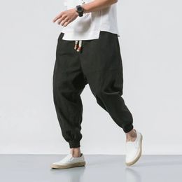 New Men Jogging Pants Streetwear Loose Casual Cotton Linen Trouser Man Harem Pants Harajuku Oversized Men Sweatpants 5XL 240530