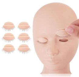 False Eyelashes Training Mannequin Head Eyelash Extension Practice Model Replacement Silicone Removable Eyelids Makeup Tools7503392