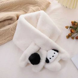 Scarves Wraps Fashion Face Masks Neck Gaiter Lovely Cartoon Dog Thicken Cross Collar Faux Rabbit Fur Plush Scarf Women WX5.29JLNJ