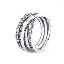 Big Bridal Sets Ring Authentic 925 Sterling Silver Clear CZ Entwined Rings for Women Jewellery Free Shipping R0281 211U