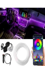 6 In 1 6M RGB LED Car Interior Ambient Light Fibre Optic Strips Light with App Control Auto Atmosphere Decorative Lamp5087852