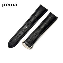 20mm New High quality Black And Brown Genuine Leather Watch Bands strap With Stainless Steel Clasp For Omega Watch 311b