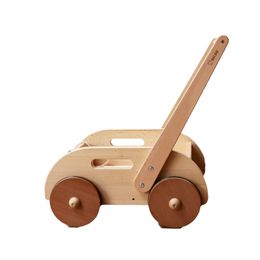 Baby stroller 6 to 18 months old, 1-3 year old baby wooden frame, solid wood handcart, learning to walk walker gift