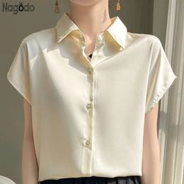 Brand Quality Silk Satin Shirts Women Summer Casual Oversize Losse Blouses Tops Office Lady Short Sleeves Shirt Blusas 240530