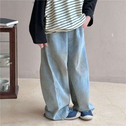 Kids jeans 2023 Autumn Unisex bandhnu straight Trousers Boys and girls soft loose denim pants