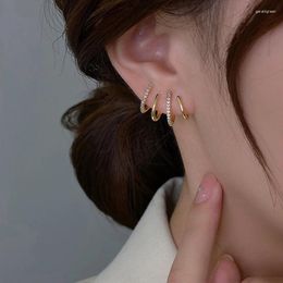 Stud Earrings Korean Earing Claw Ear Hook Clip For Women Four-Prong Setting Gold Colour Fashion Jewellery Year Gift