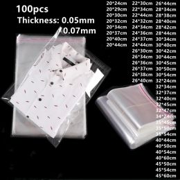 100pcs Clear Plastic Bag Food Gift Packaging Self Adhesive Bag Candy Cellophane T-Shirt Clothing Shoes Waterproof Storage Pouch