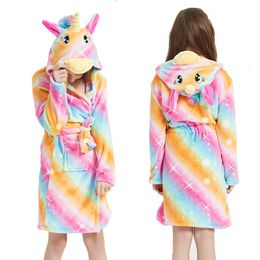 Children Bathrobe For Girls Kigurum Unicorn Pyjamas Kids Colar Fleece Boys Bathrobes Nightgown Baby Sleepwear Hooded Bath Robe