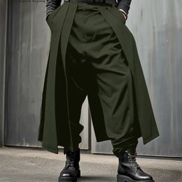 Pantaloni da uomo incerun uomini irregolari jogger di colore solido jogger sciolto bottoni pieghettate casual gambe gambe streetwear 2024 moda