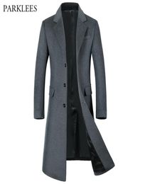 Whole Extra Long Wool Trench Coat Men 2017 Winter Jacket Men Slim Fit Men039s Trench Coats Single Breasted Male Windbreake1009893