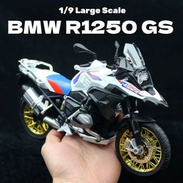Diecast Model Cars New 1 9 BMW R1250 GS Toy Motorcycle Model Diecast Sound and Light Metal Vehicle Lightable Collection Gift For Boy Y2405302W9T