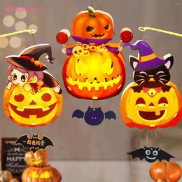Party Decoration Halloween Pumpkin Lantern Diy Hand-made Lanterns Glow With Hand Lights Children Bucket Toy Dress Up Supplies