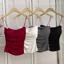 Camisoles & Tanks Summer Seamless Tops For Women Sexy Vest Crop Casual Sports Underwear Bra Chest Pads Female Lingerie Thin Strap Camisole