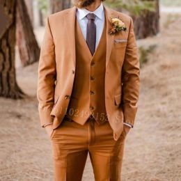 Blazers Men's Suits Mens Wedding Suit 2023 Italian Design Custom Made 3 Pieces Elegant Formal Groom Wear Blazer Vest Pants Costume Homme