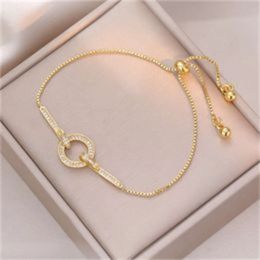 Cuff Female Instagram Bracelet with Diamond Ring, Zircon Pulling Bracelet, Best Friend Gift, Internet Red Handicraft Trendy