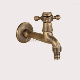 Bathroom Sink Faucets Cross Handle Antique Bronze Tap Bibcock Washing Machine Outdoor Faucet For Garden B8010