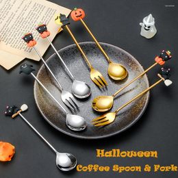 Spoons Halloween Coffee Beautiful Stainless Steel Tableware Golden Tea Ice Cream Dessert Cake Scoop Cute Pumpkin Witch Spoon For