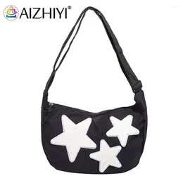 Hobo Women Canvas Messenger Bag Versatile Star Shoulder Adjustable Strap Pentagram Satchel Tote Handbag Slouchy Travel