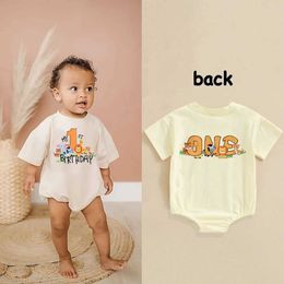 Rompers My 1st Birthday Print Newborn Bubble Romper Party Short Sleeve Oversized Infant Rompers Babys First Birthday Party Clothes Y2405305U4N