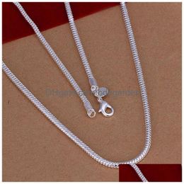 Chains M Snake Chain Necklaces 925 Sterling Sier Plated Men Women Smooth Lobster Clasps Fit Pendant Charm Diy Jewelry Accessories 16 1 Dhfdt