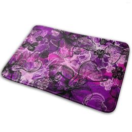 Carpets Wahine Lace Hawaiian Orchid Illustration - Pink Violet And Black Mat Rug Carpet Anti Slip Bedroom Entrance Door Lac