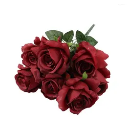Decorative Flowers Durable Simulated Flower Not Wither Exquisite Simulation Rose Bouquet 7 Heads Of Bud Heart Roses