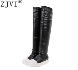 ZJVI woman over the knee boots for women winter autumn thigh high snow boots woman platform ladies waterproof black flats shoes2014810208