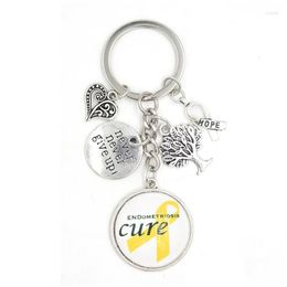 Keychains Lanyards Arrival Cabochon Cancer Yellow Ribbon Endometriosis Awareness Jewellery Never Give Up Hope Charms Keychain Keyring Dhynw