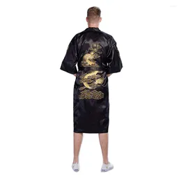 Home Clothing Men Sexy Loose Robe Kimono Bathrobe Gown Top Quality Embroidery Dragon Negligee Intimate Lingerie Lounge Sleepwear With Belt