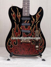 Custom Shop Artist Series James Burton Signature Red Paisley Flame Electric Guitar Maple Neck Rosewood Fingerboard Pearl Dot Inlay SSS Pickups