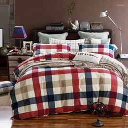 Bedding Sets Home Textile Colour Stripes Lattice Flower Style Cotton 4pcs Set Duvet Cover Bed Sheets Pillowcase Bedlinen