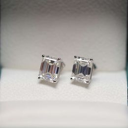 Fancy Earrings For Women Fashion 14K Moissanite Earring Hoop Gold Vvs 3Ct Emerald Cut Diamond Studs Jewellery