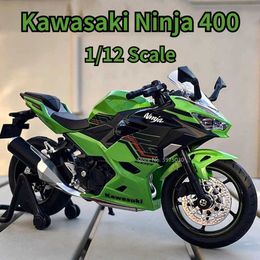Diecast Model Cars 1/12 alloy model toy Ninja 400 metal die cast motorcycle with sound and light tail suspension decorative toy Y2405304M1J