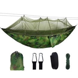 Hammocks Portable outdoor camping tent hammock with mosquito net 2-person canopy umbrella hanging hunting bed 210T nylon sleep swing H240530 XCED