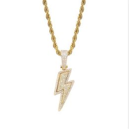 Lced Out Bling Light Pendant Necklace With Rope Chain Copper Material Cubic Zircon Men Hip Hop Jewellery locket necklaces for women 252y