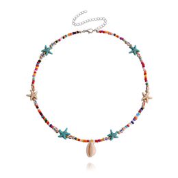20st/Lot Europe och USA: s gränsöverskridande sjöstjärna hänge halsband All-Match Senior Sense of Color Rice Pärlor Skalhänge Halsband Kvinna