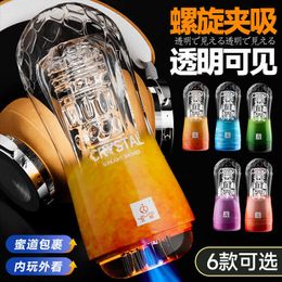 Long love adult products non electric automatic suction transparent crystal Aeroplane cup male penis training and masturbation equipment