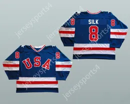 Custom 1980 MIRACLE ON ICE TEAM USA DAVE SILK 8 HOCKEY JERSEY Top Stitched S-M-L-XL-XXL-3XL-4XL-5XL-6XL