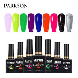 Nail Polish Parkson 12ml gel nail polish semi permanent shiny black fluorescent nail polish gel varnish soap UV gel primer d240530