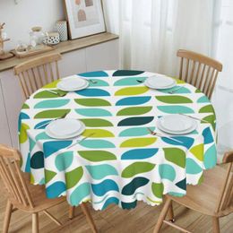 Table Cloth Round Fitted Green Leaf Geometric Art Oilproof Tablecloth 60 Inch Cover For Kitchen Dinning